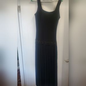 Polyester evening dress with a sheer split maxi split